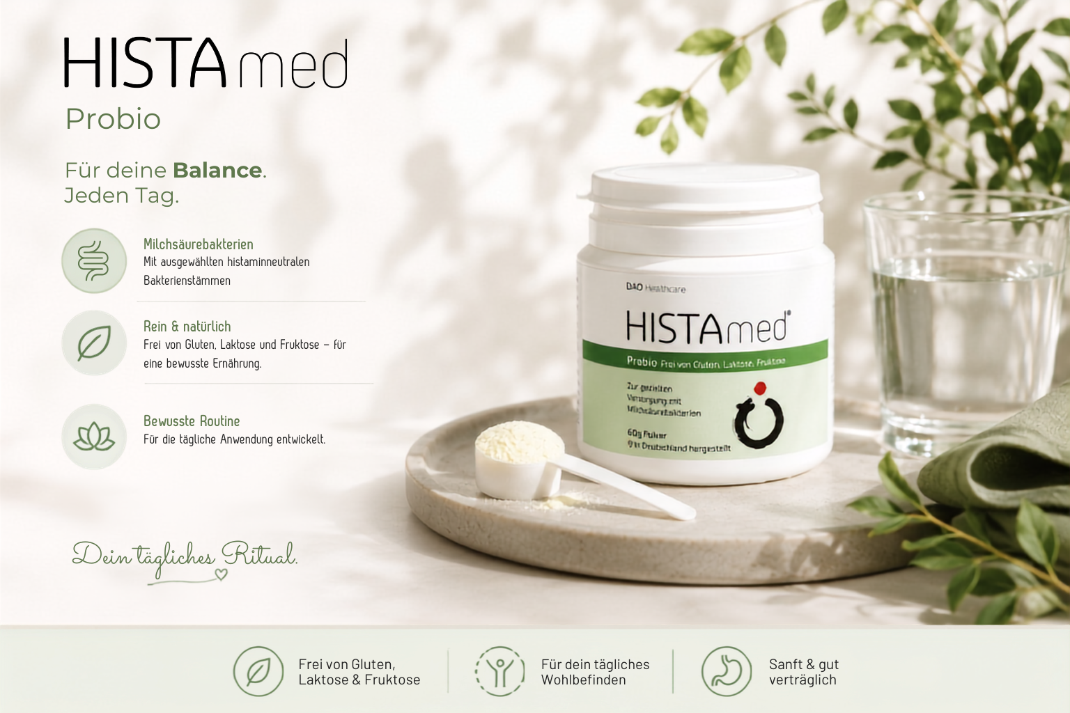 HISTAmed® Probio mit histaminneutralen Milchsäurebakterien – Nahrungsergänzungsmittel mit ausgewählten Bakterienstämmen, glutenfrei, laktosefrei und fruktosefrei.